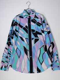 EMILIO PUCCI/エミリオプッチ イタリア製 プッチ柄コットン長袖ドレスシャツ【MSHA74333】【マルチ】【S】【中古】【2点以上同時購入で送料無料】【DM240221】