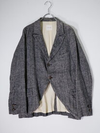 TOUJOURSトゥジュー Tail Jacket ヘリンボーンリネンジャケット【LJKA80740】【黒白（グレー系）】【2】【中古】【沖縄.離島以外 送料無料】【DM260120】