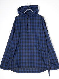 SOPHNET.ソフネット BLOCK CHECK PULL OVER HOODED SHIRTブロックチェックプルオーバーフードシャツ【MSHA73744】【ネイビー】【S】【中古】【2点以上同時購入で送料無料】【DM231219】