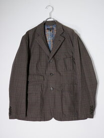 Engineered Garmentsエンジニアードガーメンツ 裏地ペイズリー調総柄 ウインドウペンチェックコットンジャケット【MJKA80148】【カーキグレー系】【XS】【中古】【沖縄.離島以外 送料無料】【DM251209】