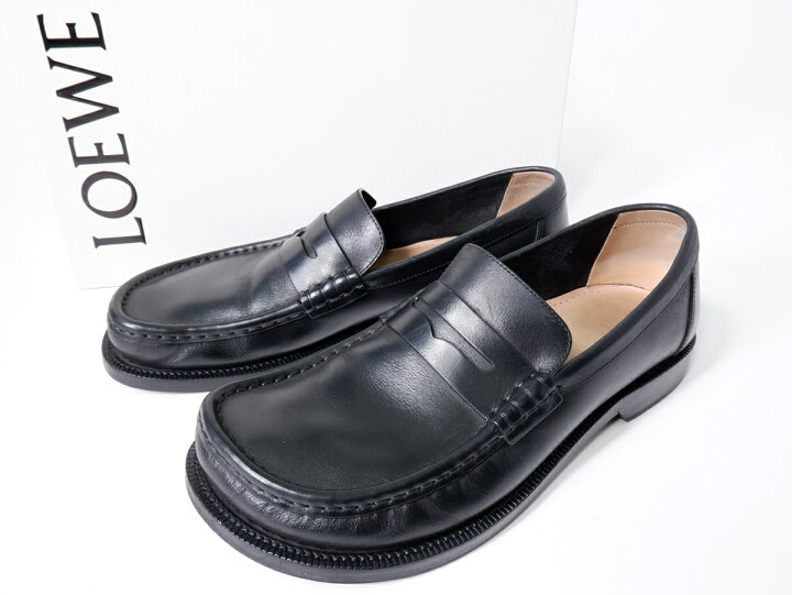 ロエベ LOEWE ローファー ビジネスシューズ レザー ラウンドトゥ ロゴ  