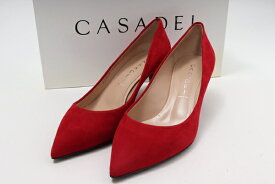 CASADEI スエードポインテッドトゥ6cmヒールパンプス新品【LFWA61373】【赤】【36.5】【未使用】【沖縄.離島以外 送料無料】【DM201024】