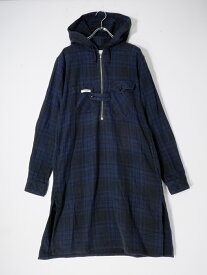 Engineered Garmentsエンジニアードガーメンツ Long Bush Shirt - Heavy Twill Plaidチェックロングブッシュシャツ【MSHA76180】【Navy】【S】【中古】【沖縄.離島以外 送料無料】【DM241015】