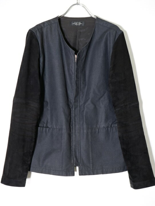 楽天市場】UNUSEDアンユーズド Collarless Jacket袖スエードレザーノー 
