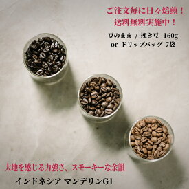 インドネシア マンデリンG1 【豆80g×2袋orドリップバッグ7個】★★ コーヒー スペシャルティコーヒー ドリップバッグ 送料無料 珈琲 アイスコーヒー 水出しコーヒー 自家焙煎 深煎りコーヒー coffee コールドブリュー カフェオレ 珈琲豆