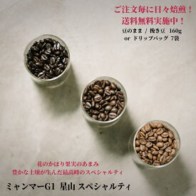 ミャンマー 星山 G1 スペシャルティ【豆80g×2袋orドリップバッグ7個】 　★★コーヒー スペシャルティコーヒー シングルオリジン ドリップバッグ 送料無料 珈琲 coffee 自家焙煎 深煎りコーヒー 浅煎りコーヒー サードェーブ