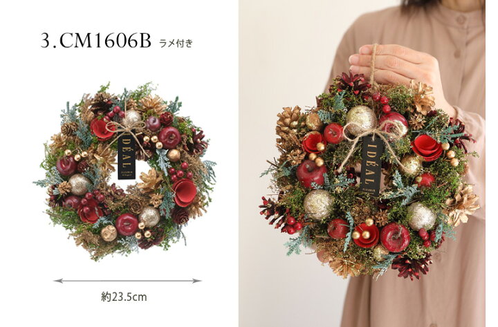 楽天市場 送料無料 クリスマス輸入リース Mサイズ 15時迄の注文であす楽 直径約22 25 5cm 輸入リース クリスマス リース クリスマスプレゼント お誕生日 開店祝い 新築祝い 玄関リース 店舗ディスプレイ 有料雑貨用バッグ対応 プリザーブドフラワーfine