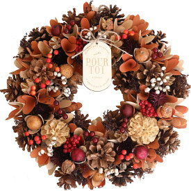 オータム輸入リース Lサイズ 33cm ドライリース 玄関　ハロウィン リース 秋 飾り 壁 ウェルカムリース　クリスマス ドライフラワー お誕生日 誕生日プレゼント 開店祝い 新築祝い 玄関リース 店舗ディスプレイ 屋外 外 室内 玄関 飾り 壁リース 季節のリース