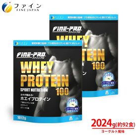 【送料無料＆11日1:59までP15】 ファイン ホエイプロテイン 100 ヨーグルト味 92食 ×2個 計量スプーン付 溶けやすい ビタミン プロテイン ヨーグルト 味付き 水 で 美味しい プロテイン ホエイ