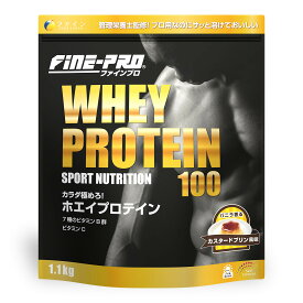 【送料無料＆4日20時からP10】ファインプロ ホエイプロテイン 100 カスタードプリン風味 50食分(1.1kg) プロテイン ビタミン 入り プロテイン ホエイプロテイン ホエイ ファイン
