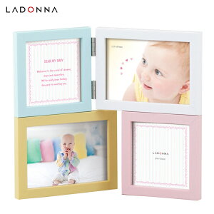 ベビーフレーム 4面 パステル ラドンナ フォトフレーム 写真立て フォトスタンド 額 誕生日 ギフト 赤ちゃん インテリア プレゼント 出産祝い 孫 ベビーフォトフレーム 縦 置き ミニサイズ L