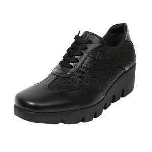 【 Monet モネ 】883531 厚底レースアップシューズ ブラックコンビ 3E ゆったり 幅広ボリューム スニーカー スリップイン 履きやすい 歩きやすい 疲れにくい 天然皮革 軽量レディース 婦人靴 カ