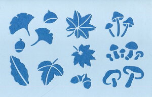 ファインホームのステンシルシート 木の葉ときのこ Lサイズ fh-064L