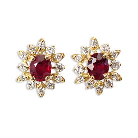 【新品】K18 ルビー ダイヤモンド ピアス ［i8-1］