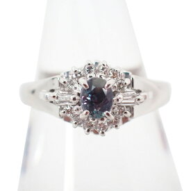 【中古】Pt900 アレキサンドライト/ダイヤ リング /5号/j71-7