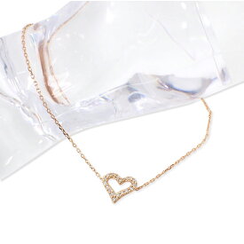 【中古】4℃ K18PG ダイヤモンド ハート ブレスレット/j34-10