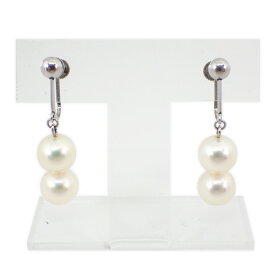 【中古】Pt900 あこや パール 約7.5mm イヤリング/g532-34