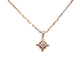 【中古】4℃ K10PG ダイヤモンド ペンダント/ネックレス/j73-36