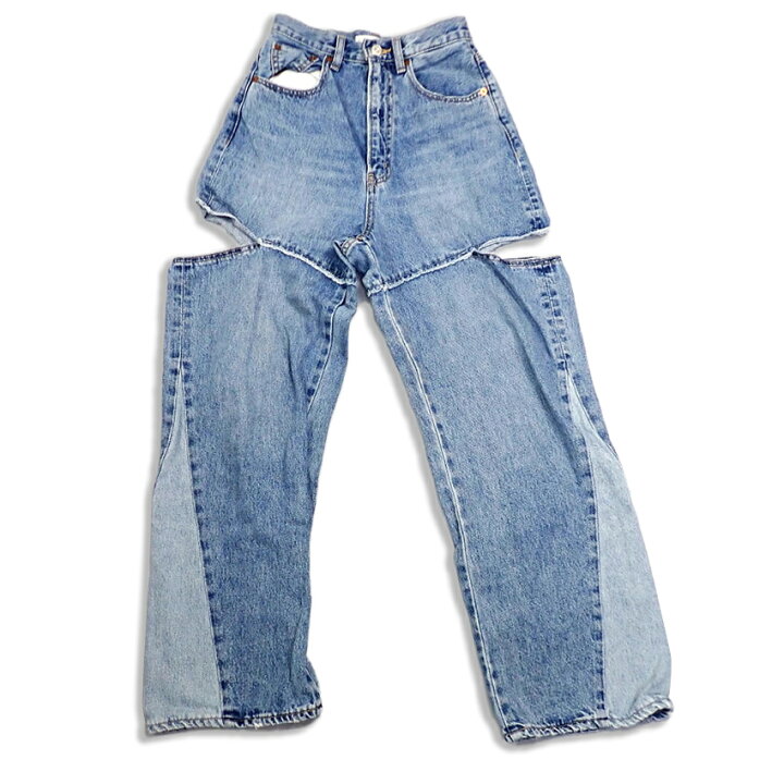 楽天市場】【中古】moussy/マウジー CUT OUT WIDE STRAIGHT ダメージ 