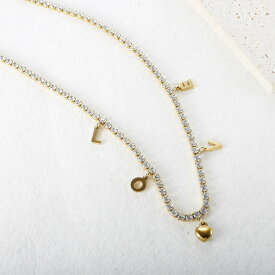 【クーポン利用で4970円】 チョーカー ネックレス クリスタル ステンレス ゴールド ハート レディース Love スチール カラー セーター バレンタイン 日 ギフト ファッション トレンド ジュエリー