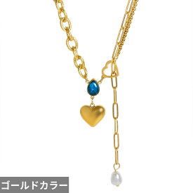 【クーポン利用で4840円】 チョーカー ペンダント ネックレス クリスタル ステンレス チェーン パール レディース シック スチール 象眼細工 しずく CZ 防水 ネック ジュエリー