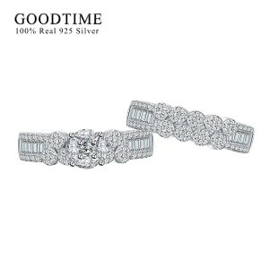 【送料無料】 指輪 リング ジルコニア シルバー レディース 贅沢 セット ピュア 100% 925 スターリング サーキュラー AAA ジルコン 婚約 結婚式 ウェディング バンド 記念日 ギフト