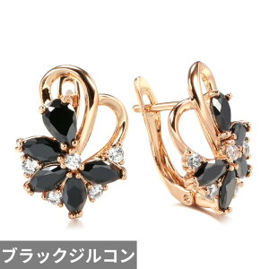【送料無料】 ピアス 黒 ブラック 花 フラワー ジルコニア 揺れる レディース 贅沢 幾何学 ジルコン ダングル ナチュラル ステートメント ジュエリー セクシー ゴシック