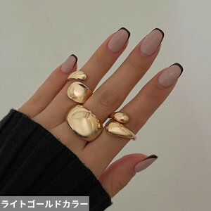 【送料無料】 指輪 リング ゴールド ムース メタル レディース 3個セット パンク カラー スムーズ 幾何学 オープン クリエイティブ イレギュラー 厚い ジュエリー ギフト