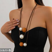 楽天市場】ネックレス アクリル 大ぶり ウッドビーズの通販