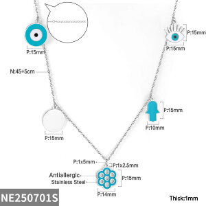 【送料無料】 チョーカー ペンダント ネックレス ステンレス 青 ブルー ゴールド トルコ レディース メンズ BOHO オールシーイング 悪 エビル 目 アイズ カラー スチール ジュエリー