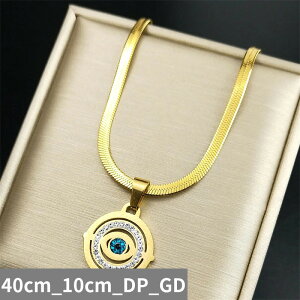 【送料無料】 チョーカー ペンダント ネックレス ラインストーン ステンレス ビンテージ 青 ブルー ゴールド チェーン レディース メンズ 悪 エビル 目 アイズ スチール カラー 刃 ブレード
