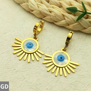 【送料無料】 チョーカー ピアス ビンテージ 青 ブルー ゴールド トルコ フープ レディース 悪 エビル 目 アイズ 太陽 プレート ラッキー ジュエリー ギフト