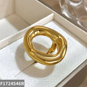 【送料無料】 指輪 リング ステンレス ゴールド サークル レディース メンズ 分厚い プレート スチール パンク イレギュラー 幾何学 指 フィンガー ファッション ジュエリー