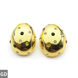 【送料無料】 ピアス クリスタル ステンレス ゴールド レディース 楕円 形 シェープ カラフル ガール スチール カラー スタッド ジュエリー ギフト