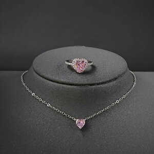 【送料無料】 ジュエリーセット ペンダント ピアス 指輪 リング ネックレス シルバー ピンク レディース 2個 パック カラー ジュエリー セット プロミス スタッド パーティ ギフト