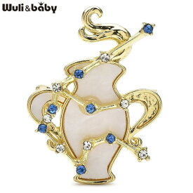 【送料無料】 ブローチ ラインストーン 水瓶座 シェル リング 星 レディース 干支 星座 エレガント 貝殻 輝く スパークリング スター ピン デザイナー ジュエリー ギフト