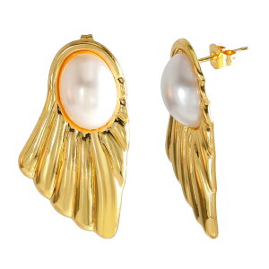 【送料無料】 ピアス ステンレス ビンテージ パール 羽根 翼 レディース スチール 楕円形 イミテーション 気質 ウィング トレンド ジュエリー アクセサリー