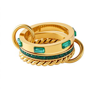 【送料無料】 指輪 リング ジルコニア ステンレス ゴールド レディース ハイ 品質 スチール ジルコン プレート 18Kゴールド カップル ホリデー ギフト ジュエリー グリーン 緑