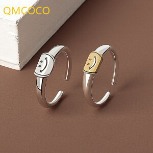 【送料無料】 指輪 リング シルバー シンプル レディース 女性 カラー クリエイティブ パンク 笑顔 スマイル スマイリー フェイス ヒップホップ ジュエリー ギフト ファッション アクセサリ