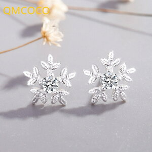 【クーポン利用で2890円】 ピアス スノーフレーク シルバー ジルコニア 韓国 レディース 女性 新しい スタイル カラー ファッション 小さな ジルコン 誕生日 パーティ トレンド アクセサリー