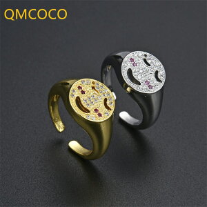 【クーポン利用で2890円】 指輪 リング シルバー ビンテージ ジルコニア レディース 女性 ファッション パンク 笑顔 スマイル スマイリー フェイス フィンガー ジルコン ガール パーティ 誕生