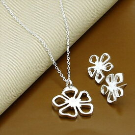 【クーポン利用で3310円】 ペンダント ピアス ネックレス シルバー 花 フラワー レース レディース 女性 ファッション 925 ジュエリー セット 綺麗な 工場 ギフト