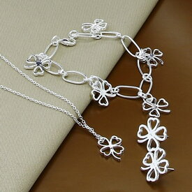 【クーポン利用で4170円】 ピアス ブレスレット ネックレス シルバー 花 フラワー レース レディース プライス ジュエリー セット 925 スターリング 工場 一番 ギフト