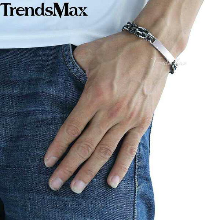 楽天市場 送料無料 ブレスレット メンズ シルバー ステンレス チェーン おしゃれ 大人 ごつい かっこいい ガンメタル 刻印 ジュエリー ケーブル Finejewelrys