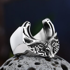 【送料無料】 指輪 リング シカ ステンレス メンズ 男性 バイカー 316L スチール ゴシック アクセサリー 鹿 ディアー 頭 パンク ロック ジュエリー パーティ ボーイフレンド ギフト 25号 27号 16