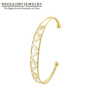 【送料無料】 バングル レディース 女性 シルバープレート アクセサリー エレガント 結婚式 シンプル ジルコン ブライダル ファンシー スタイル ヤング ゴールド ハンド