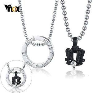 【送料無料】 ペアペンダント ネックレス ステンレス レディース 女性 メンズ 男性 おしゃれ 大人 ペンダント 記念日 カップル クラウン 王冠