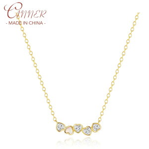 【送料無料】 ネックレス ジルコニア ゴールド シルバー オバール シンプル ハート リング レディース 925 スターリング ウェーブ ハート型 ジルコン オパール 18K プレート シンプルさ Ins フ