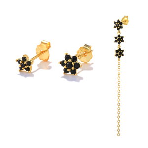 【送料無料】 ピアス 白 ホワイト 黒 ブラック ゴールド シルバー チェーン スタッドピアス レディース 女性 3個セット 925 スター 星リング ターコイズ トルコ石 スタッド プレート ジュエリ