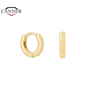 【送料無料】 ピアス ゴールド シルバー ジルコニア ラウンド フープ レディース 女性 925 スター 星リング プレート ジルコン ハギー 耳 イヤー ファッション ジュエリー